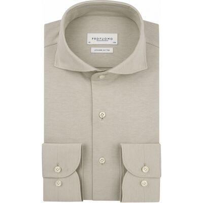 Profuomo Heren Japanese Knitted Casual Overhemd Beige In Maat: 40 Profuomo Heren Japanese Knitted Casual Overhemd Beige In Maat: 40