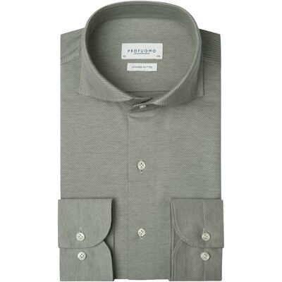 Profuomo Heren Japanese Knitted Casual Overhemd Groen In Maat: 39 Profuomo Heren Japanese Knitted Casual Overhemd Groen In Maat: 39