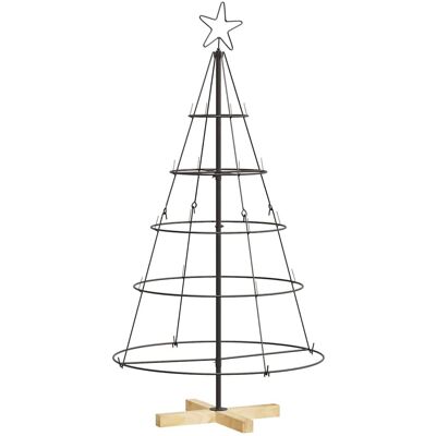 vidaXL Kerst Cone Boom met standaard Zwart 126 cm Staal vidaXL Kerst Cone Boom met standaard Zwart 126 cm Staal