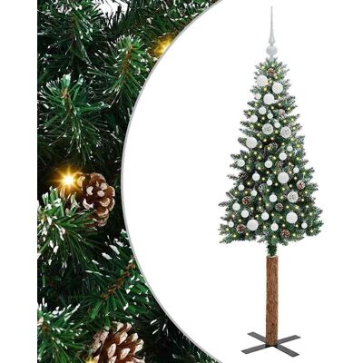 vidaXL Slanke Kerstboom Groen 150 cm PVC en massief dennenhout vidaXL Slanke Kerstboom Groen 150 cm PVC en massief dennenhout