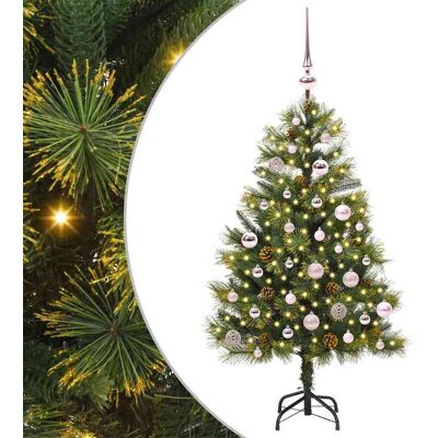 vidaXL Kunstmatige Scharnierende Kerstboom met Kegels Groen 150 cm vidaXL Kunstmatige Scharnierende Kerstboom met Kegels Groen 150 cm