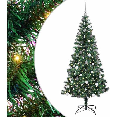 vidaXL Kunststof Voorverlichte Kerstboom Groen 210 cm PVC en Metalen vidaXL Kunststof Voorverlichte Kerstboom Groen 210 cm PVC en Metalen