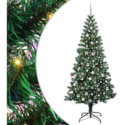 vidaXL Kunststof Voorverlichte Kerstboom Groen 240 cm PVC en Metalen vidaXL Kunststof Voorverlichte Kerstboom Groen 240 cm PVC en Metalen