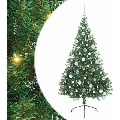 vidaXL Kunststof Voorverlichte Kerstboom met 300 LED Groen 180 cm PVC vidaXL Kunststof Voorverlichte Kerstboom met 300 LED Groen 180 cm PVC