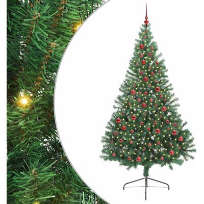 vidaXL Kunststof Voorverlichte Kerstboom met 300 LED Groen 210 cm PVC vidaXL Kunststof Voorverlichte Kerstboom met 300 LED Groen 210 cm PVC