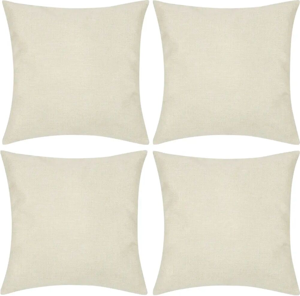 vidaXL Kussenhoezen linnen look 40 x 40 cm beige 4 stuks