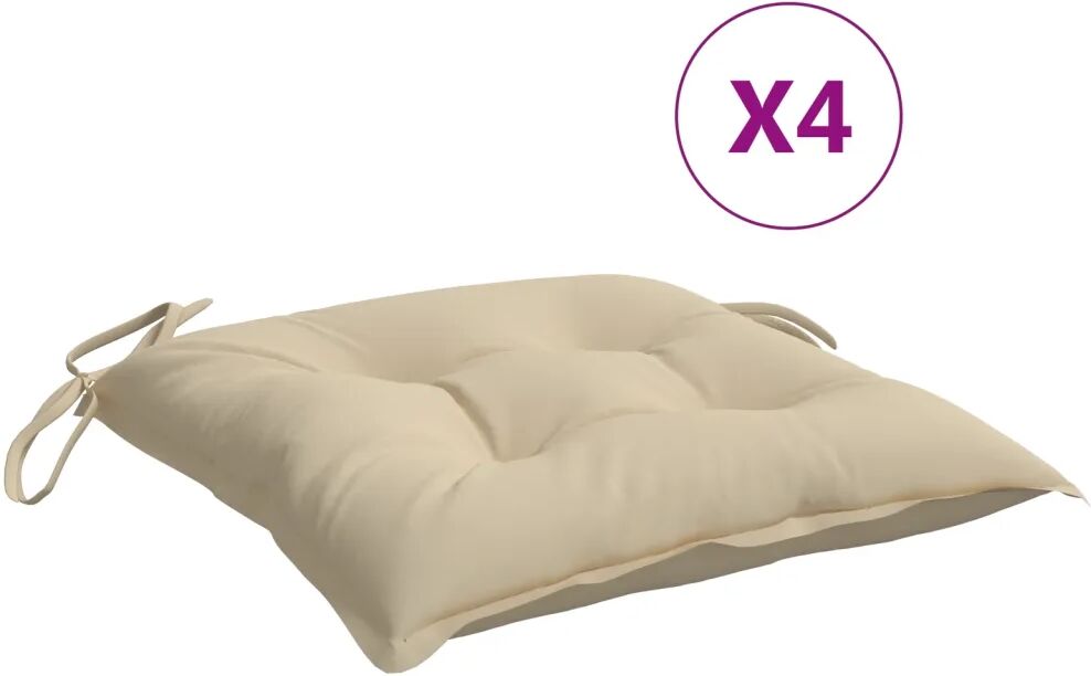 vidaXL Stoelkussens 4 st 50x50x7 cm stof beige