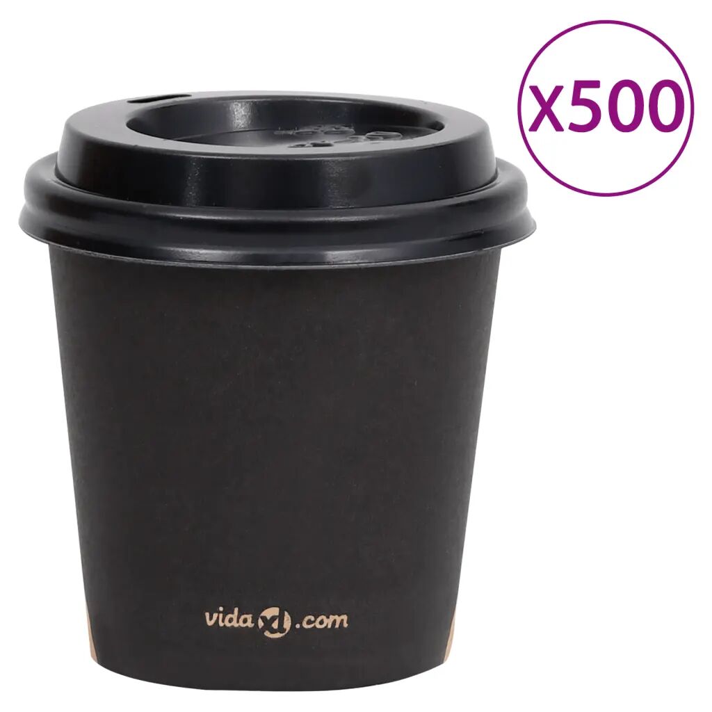 vidaXL 500 st Koffiebekers met deksels 120 ml papier zwart