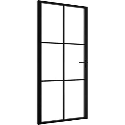 vidaXL Binnendeur 102,5x201,5 cm ESG-glas en aluminium zwart vidaXL Binnendeur 102,5x201,5 cm ESG-glas en aluminium zwart