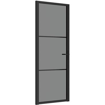 vidaXL Binnendeur 76x201,5 cm ESG-glas en aluminium zwart vidaXL Binnendeur 76x201,5 cm ESG-glas en aluminium zwart