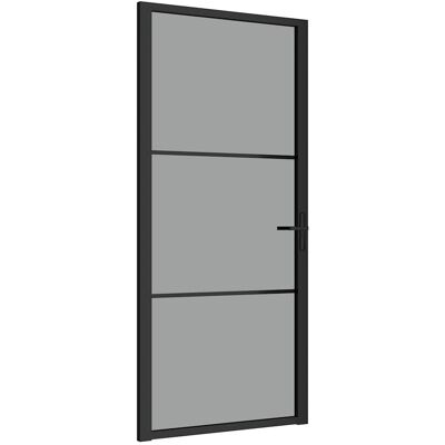 vidaXL Binnendeur 93x201,5 cm ESG-glas en aluminium zwart vidaXL Binnendeur 93x201,5 cm ESG-glas en aluminium zwart
