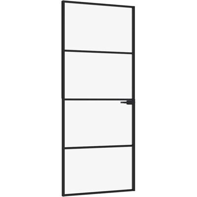 vidaXL Binnendeur 83x201,5 cm gehard glas en aluminium smal zwart vidaXL Binnendeur 83x201,5 cm gehard glas en aluminium smal zwart