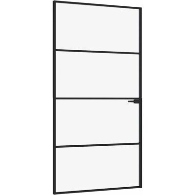 vidaXL Binnendeur 102x201,5 cm gehard glas en aluminium smal zwart vidaXL Binnendeur 102x201,5 cm gehard glas en aluminium smal zwart