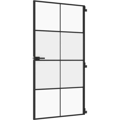 vidaXL Binnendeur smal 102,5x201,5 cm gehard glas en aluminium zwart vidaXL Binnendeur smal 102,5x201,5 cm gehard glas en aluminium zwart