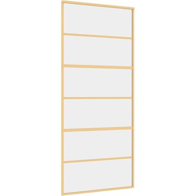 vidaXL Schuifdeur 90x205 cm helder ESG-glas en aluminium goudkleurig vidaXL Schuifdeur 90x205 cm helder ESG-glas en aluminium goudkleurig