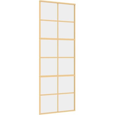 vidaXL Schuifdeur 76x205 cm helder ESG-glas en aluminium goudkleurig vidaXL Schuifdeur 76x205 cm helder ESG-glas en aluminium goudkleurig