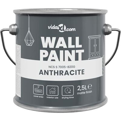 vidaXL Muurverf Grijs 2,5 L Wandprint vidaXL Muurverf Grijs 2,5 L Wandprint