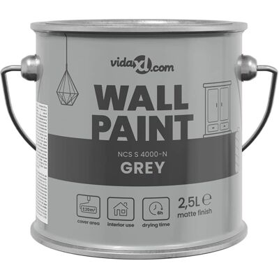 vidaXL Muurverf Grijs 2,5 L Wandprint vidaXL Muurverf Grijs 2,5 L Wandprint