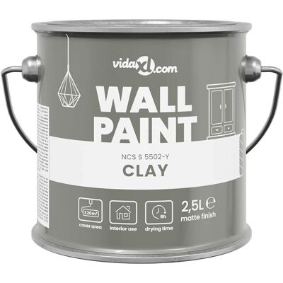 vidaXL Muurverf Grijs 2,5 L Wandprint vidaXL Muurverf Grijs 2,5 L Wandprint