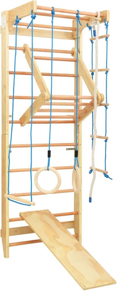 vidaXL Binnenklimset met ladders, ringen en glijbaan hout