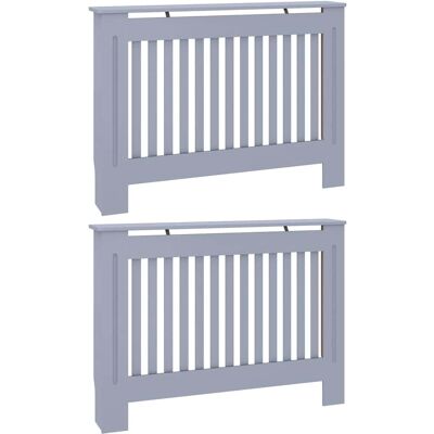vidaXL Radiator Cover 2 st Grijs 112 x 19 x 81,5 cm Bewerkt hout vidaXL Radiator Cover 2 st Grijs 112 x 19 x 81,5 cm Bewerkt hout