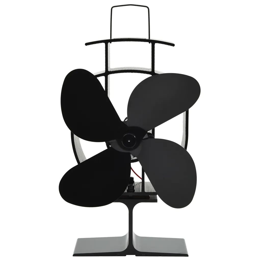 vidaXL Kachelventilator met 4 vinnen zwart