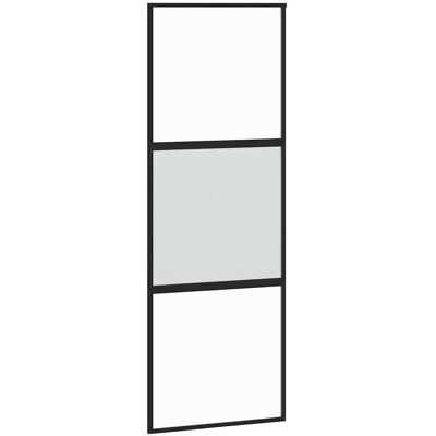 vidaXL Schuifdeur 76x205 cm gehard glas en aluminium zwart vidaXL Schuifdeur 76x205 cm gehard glas en aluminium zwart