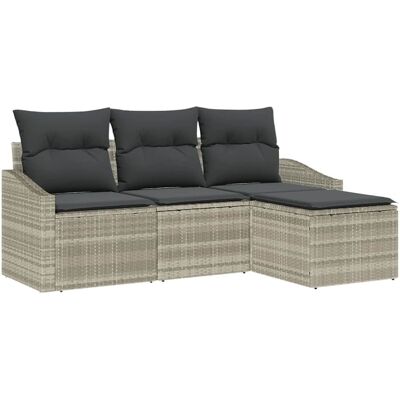 vidaXL Bankstel 4 st Lichtgrijs poly rattan vidaXL Bankstel 4 st Lichtgrijs poly rattan