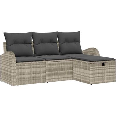 vidaXL Bankstel 4 st Lichtgrijs poly rattan vidaXL Bankstel 4 st Lichtgrijs poly rattan