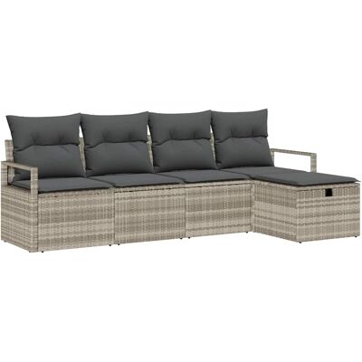 vidaXL Bankstel 5 st Lichtgrijs poly rattan vidaXL Bankstel 5 st Lichtgrijs poly rattan