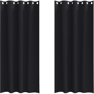 vidaXL Blackout Gordijnen met Ringen 2 st Zwart 260 x 140 cm Polyester vidaXL Blackout Gordijnen met Ringen 2 st Zwart 260 x 140 cm Polyester