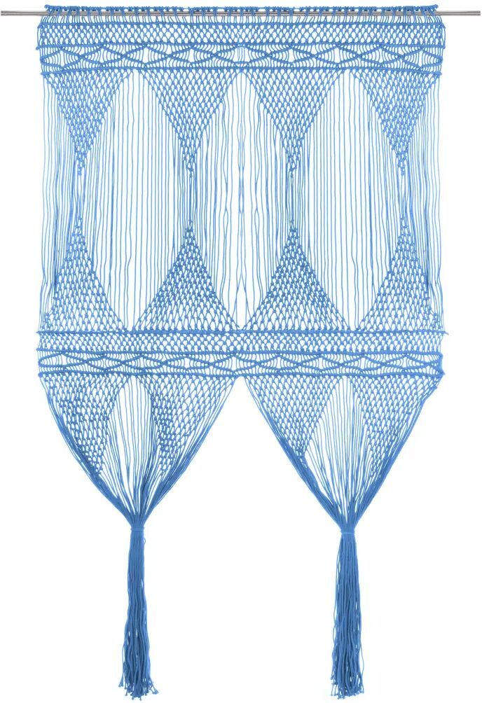 vidaXL Gordijn macramé 140x240 cm katoen blauw