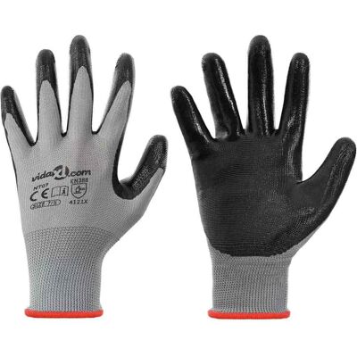 vidaXL Werkhandschoenen 24 st Grijs en Zwart 7 / S Polyester vidaXL Werkhandschoenen 24 st Grijs en Zwart 7 / S Polyester