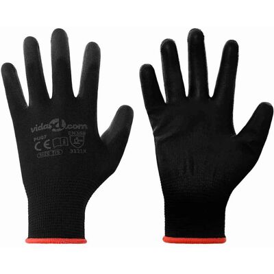 vidaXL Werkhandschoenen 24 st Zwart 7 / S Polyester vidaXL Werkhandschoenen 24 st Zwart 7 / S Polyester