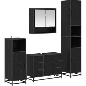 vidaXL Badkamermeubel Set met lade 4 pcs Zwart Eiken Bewerkt hout vidaXL Badkamermeubel Set met lade 4 pcs Zwart Eiken Bewerkt hout