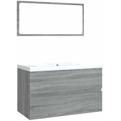 vidaXL Badkamermeubelset bewerkt hout grijs sonoma eikenkleurig vidaXL Badkamermeubelset bewerkt hout grijs sonoma eikenkleurig