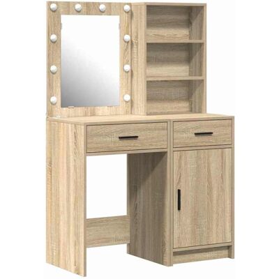 vidaXL Dressing tafel set met LED 2 st Sonoma Eik Bewerkt hout vidaXL Dressing tafel set met LED 2 st Sonoma Eik Bewerkt hout