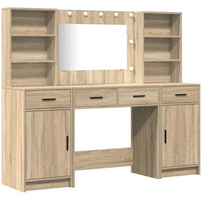 vidaXL Dressing tafel set met LED 3 st Sonoma Eik Bewerkt hout vidaXL Dressing tafel set met LED 3 st Sonoma Eik Bewerkt hout