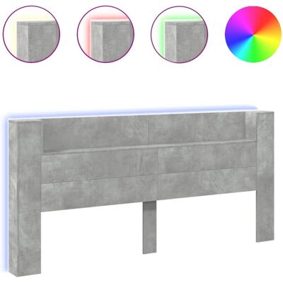 vidaXL Hoofdbordkast met LED-verlichting 220x16,5x103,5 cm betongrijs vidaXL Hoofdbordkast met LED-verlichting 220x16,5x103,5 cm betongrijs
