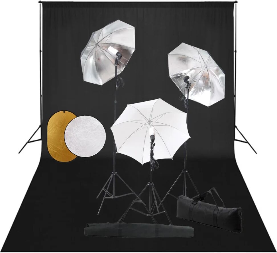 vidaXL Fotostudioset met lampen, paraplu's, achtergrond en reflector