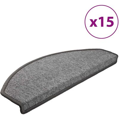 vidaXL Trapmatten 15 st 65x24x4 cm Donkergrijs Halfrond Groot vidaXL Trapmatten 15 st 65x24x4 cm Donkergrijs Halfrond Groot