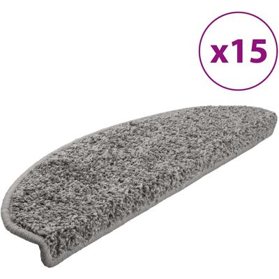 vidaXL Trapmatten 15 st 65x21x4 cm Grijs Halfrond Groot vidaXL Trapmatten 15 st 65x21x4 cm Grijs Halfrond Groot