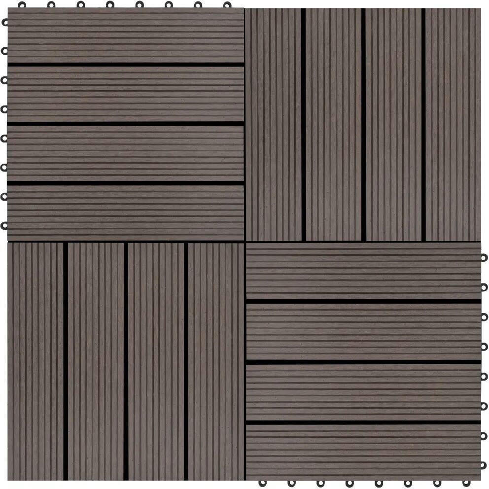 vidaXL Terrastegels 30x30 cm 1 m² HKC donkerbruin 11 st