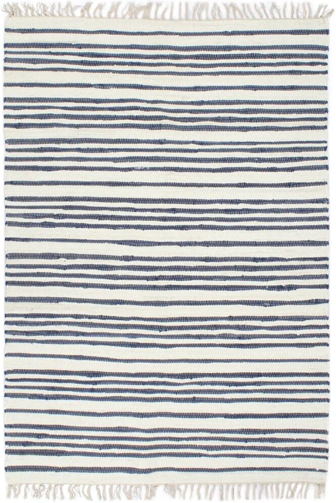 vidaXL Vloerkleed chindi handgeweven 80x160 cm katoen blauw en wit