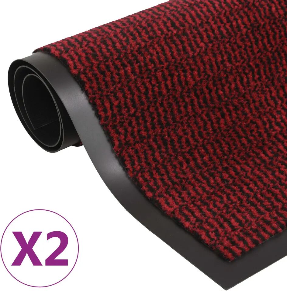 vidaXL Droogloopmatten 2 st rechthoekig getuft 120x180 cm rood