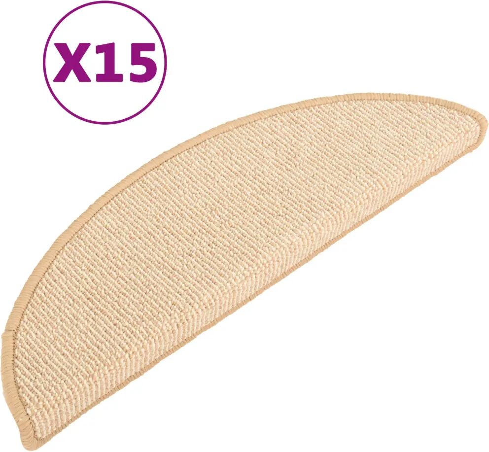 vidaXL Trapmatten 15 st 56x17x3 cm crèmekleurig