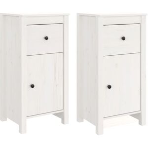 vidaXL Dressoirs 2 st 40x35x80 cm massief grenenhout wit vidaXL Dressoirs 2 st 40x35x80 cm massief grenenhout wit