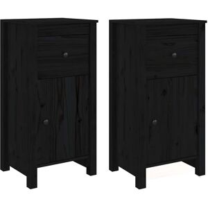 vidaXL Dressoirs 2 st 40x35x80 cm massief grenenhout zwart vidaXL Dressoirs 2 st 40x35x80 cm massief grenenhout zwart