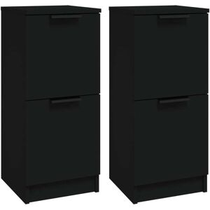 vidaXL Dressoirs 2 st 30x30x70 cm bewerkt hout zwart vidaXL Dressoirs 2 st 30x30x70 cm bewerkt hout zwart