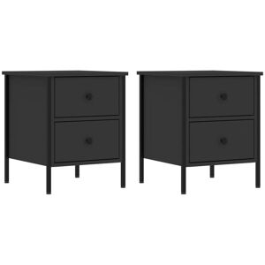 vidaXL Nachtkastjes 2 st 40x42x50 cm bewerkt hout zwart vidaXL Nachtkastjes 2 st 40x42x50 cm bewerkt hout zwart